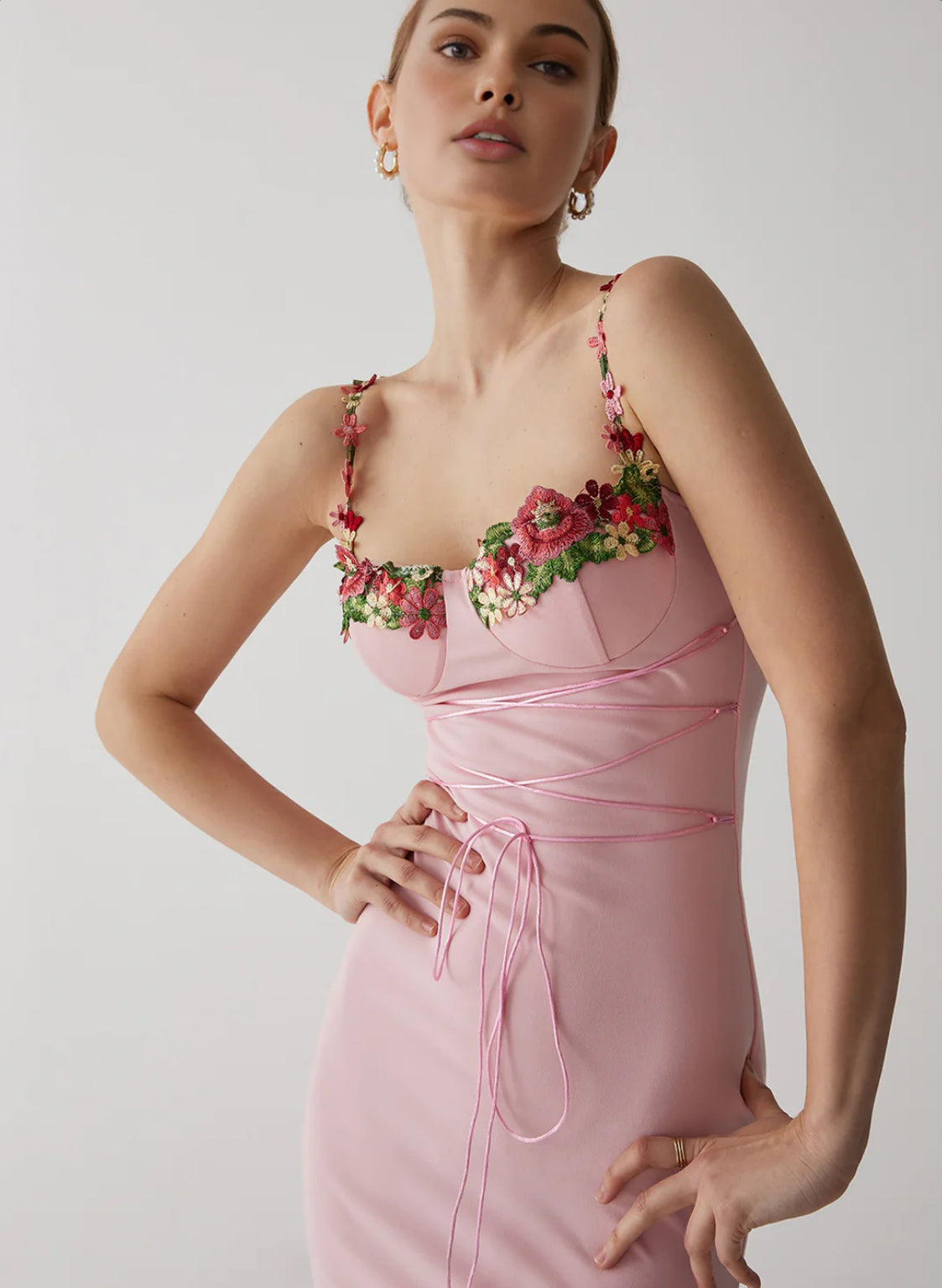 Light Pink Floral Bodycon Dress – Kochila Couture