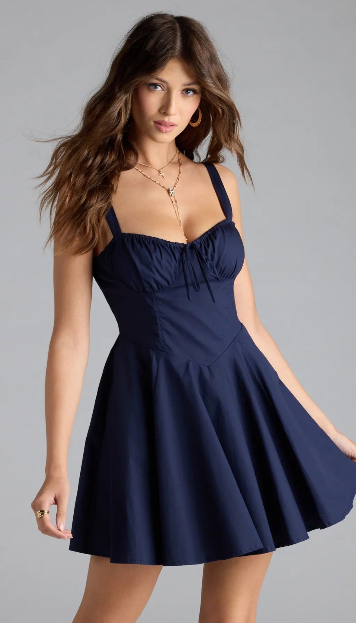 Navy Blue Corset Skater Dress | Summer Mini Dress for Women Kochila Couture Navy Blue Corset Skater Dress | Summer Mini Dress for Women Kochila Couture