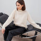 White Knitted Turtleneck Pullover