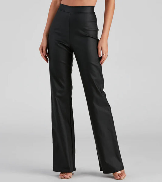 Black Slit Flared Trouser