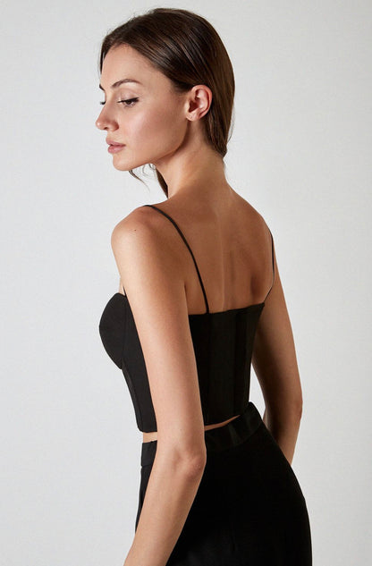 Black Tulip Corset for Women | Black Corset Top | Kochila Couture