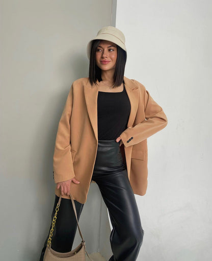 Coffee Brown Single Breasted Blazer