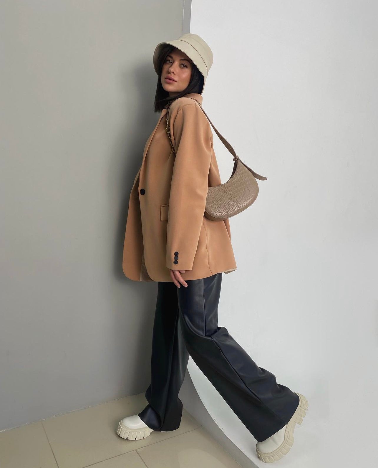 Coffee Brown Single Breasted Blazer