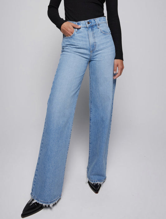 Sally Hued Blue Raw Hem Jeans