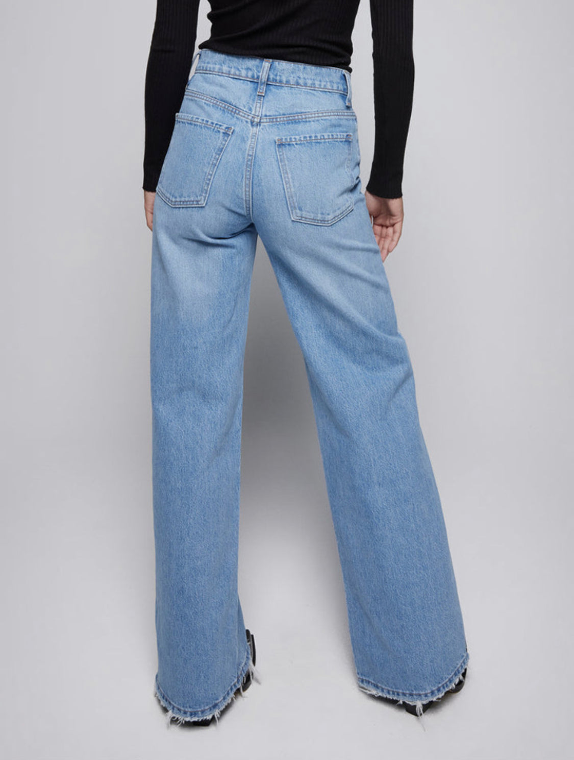 Sally Hued Blue Raw Hem Jeans