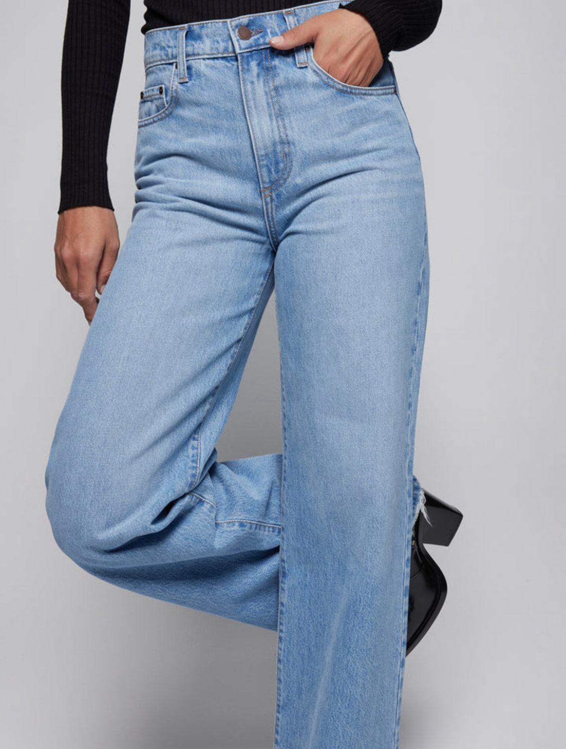 Sally Hued Blue Raw Hem Jeans