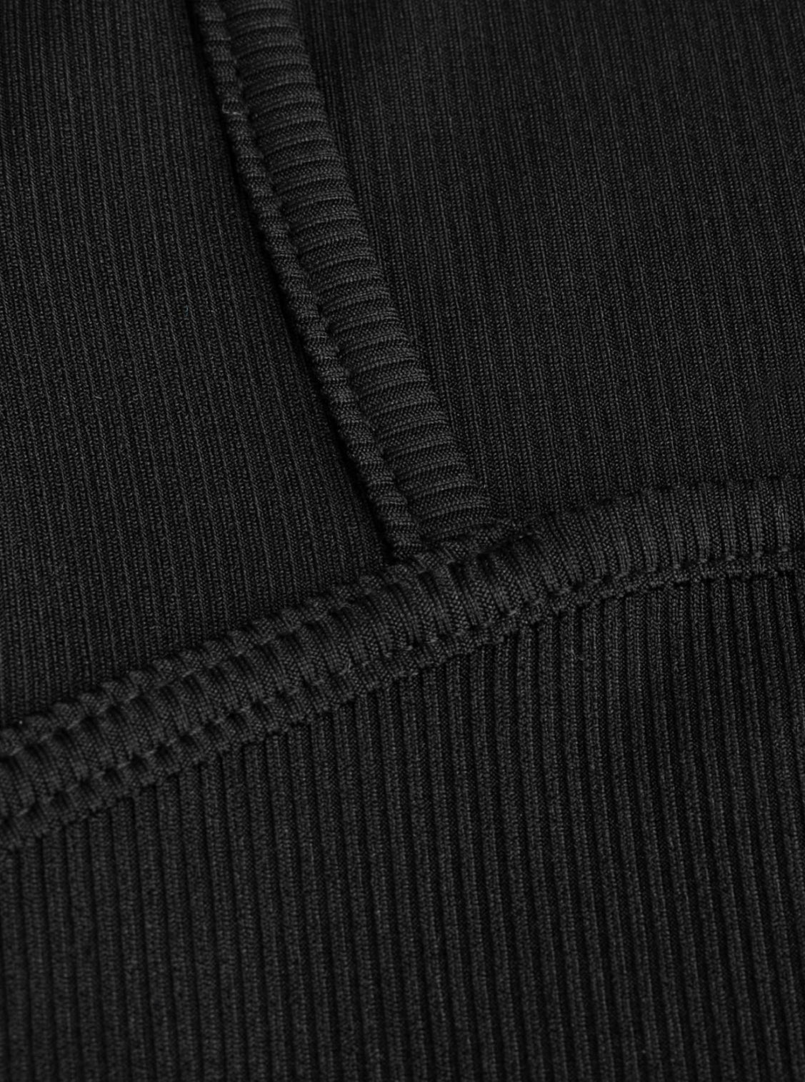 Black Ribbed Square Neck Top