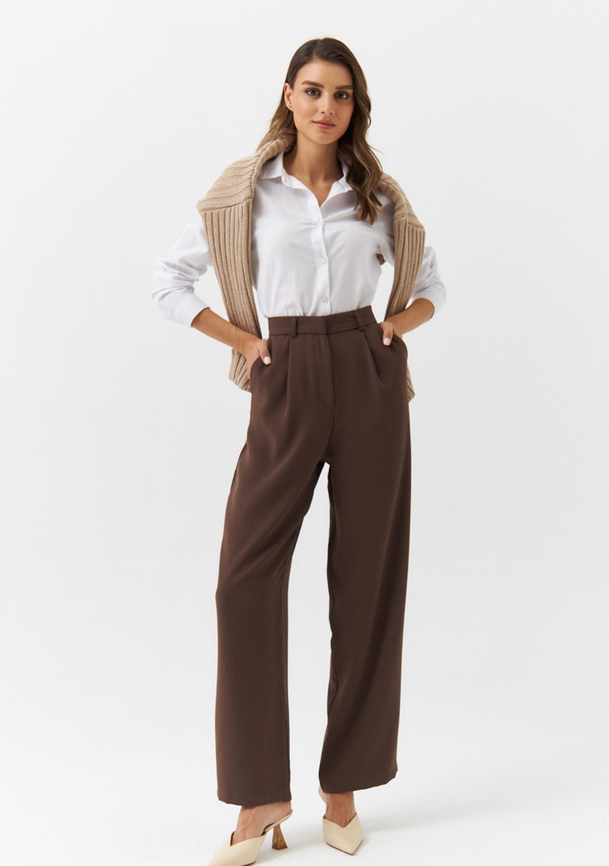 Dark Brown Pleated Trouser