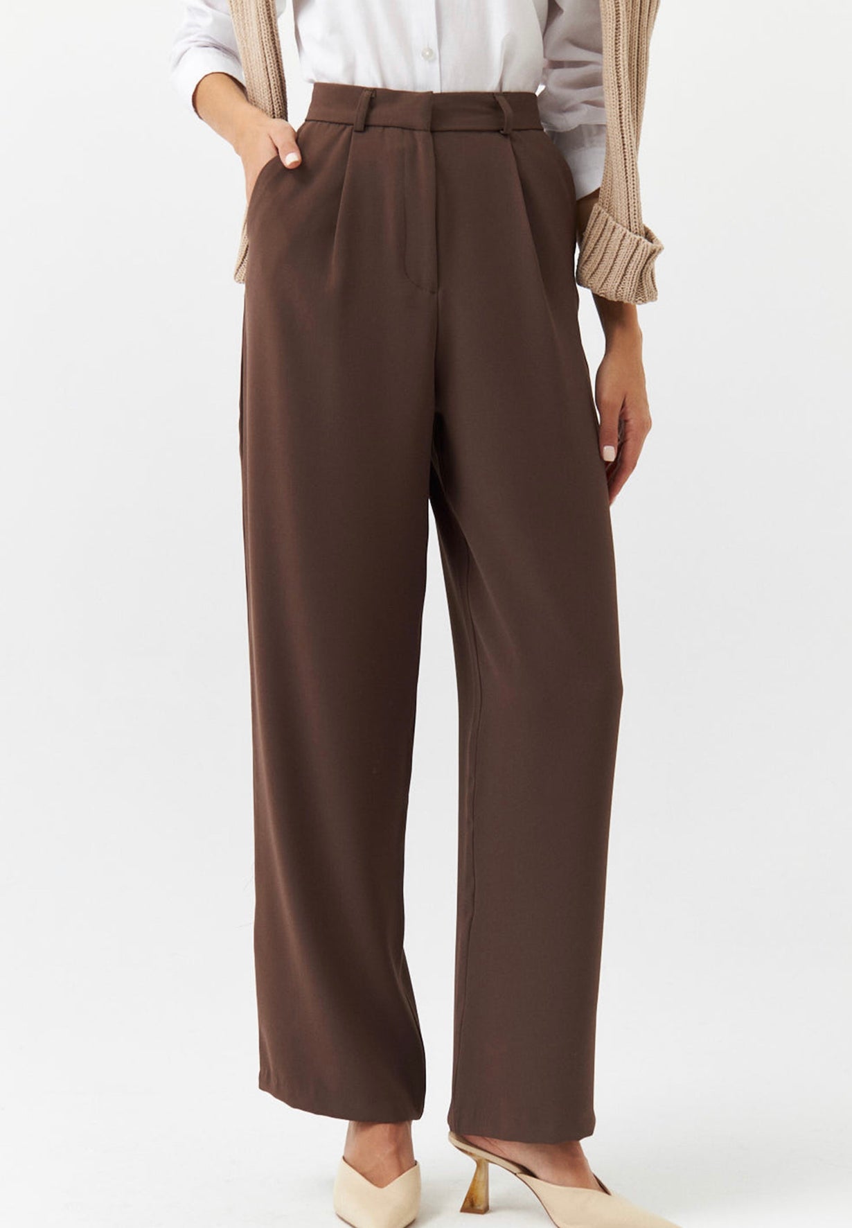 Dark Brown Pleated Trouser