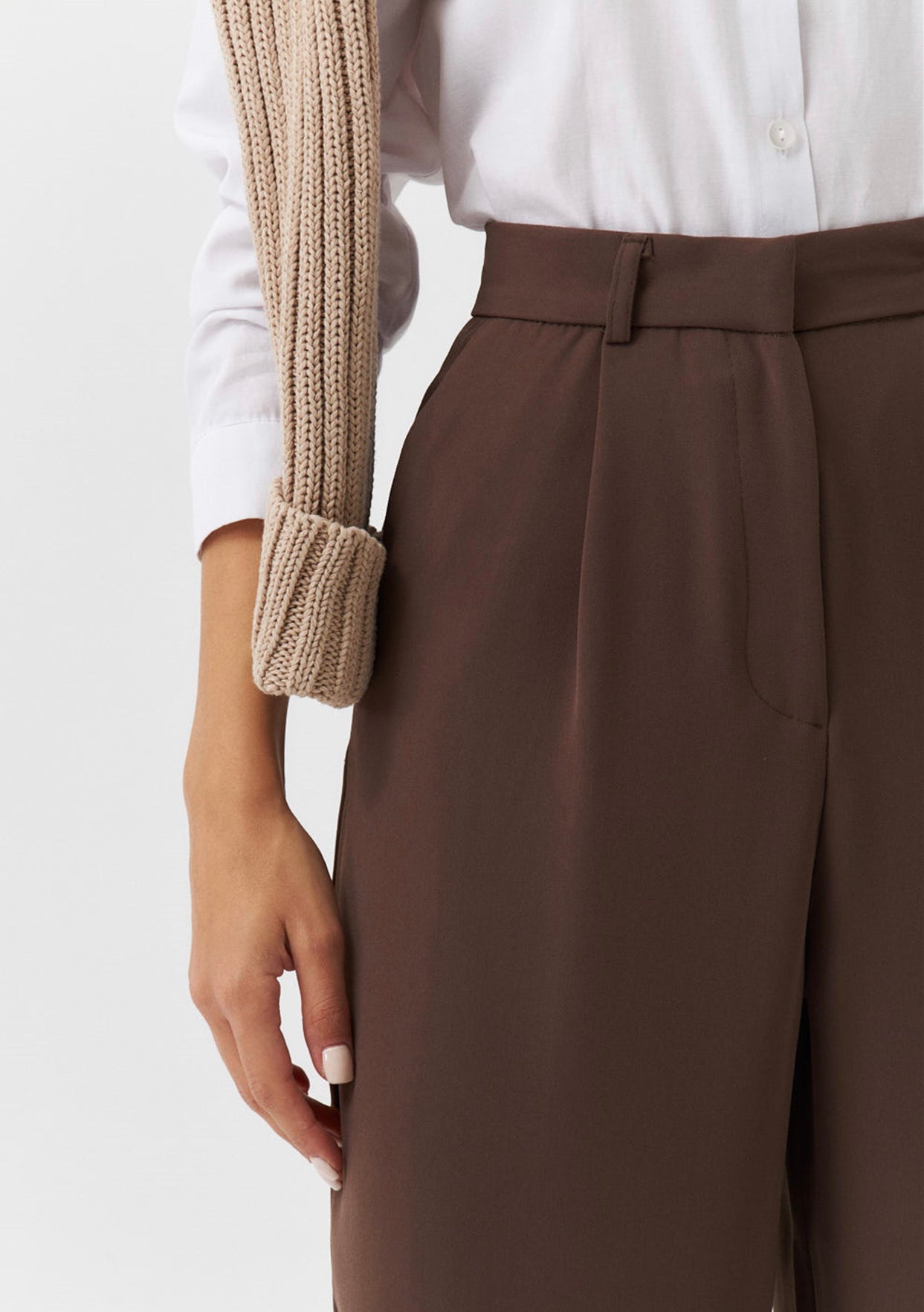 Dark Brown Pleated Trouser