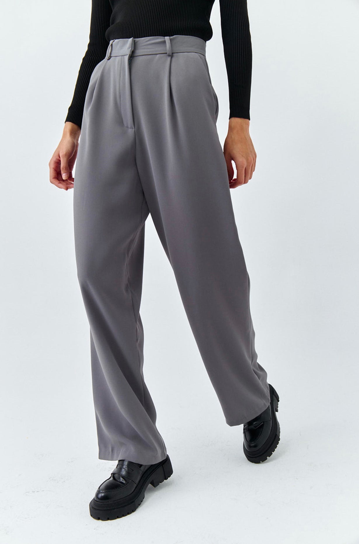 Smoke Grey Tailored Trousers