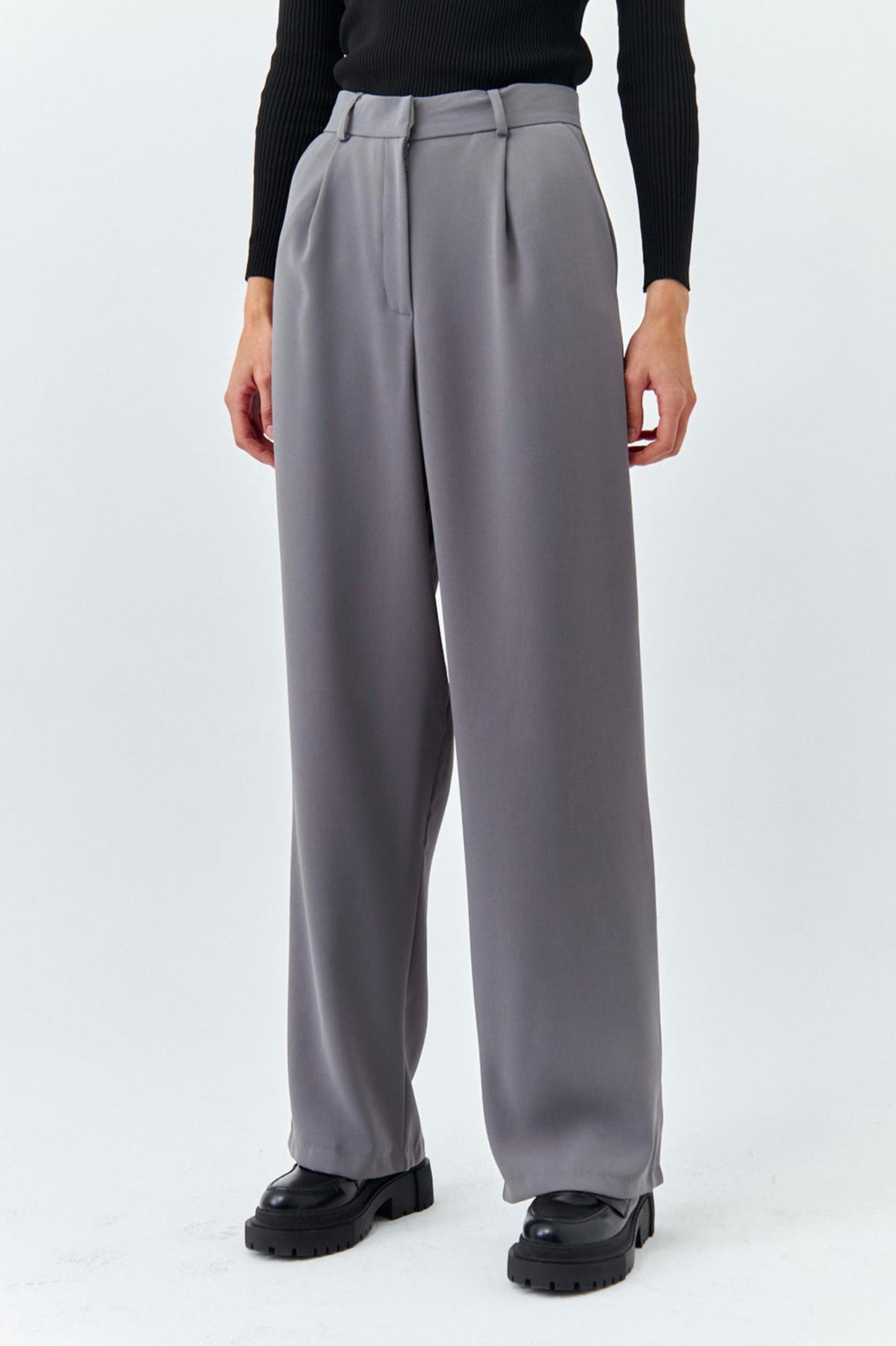 Smoke Grey Tailored Trousers