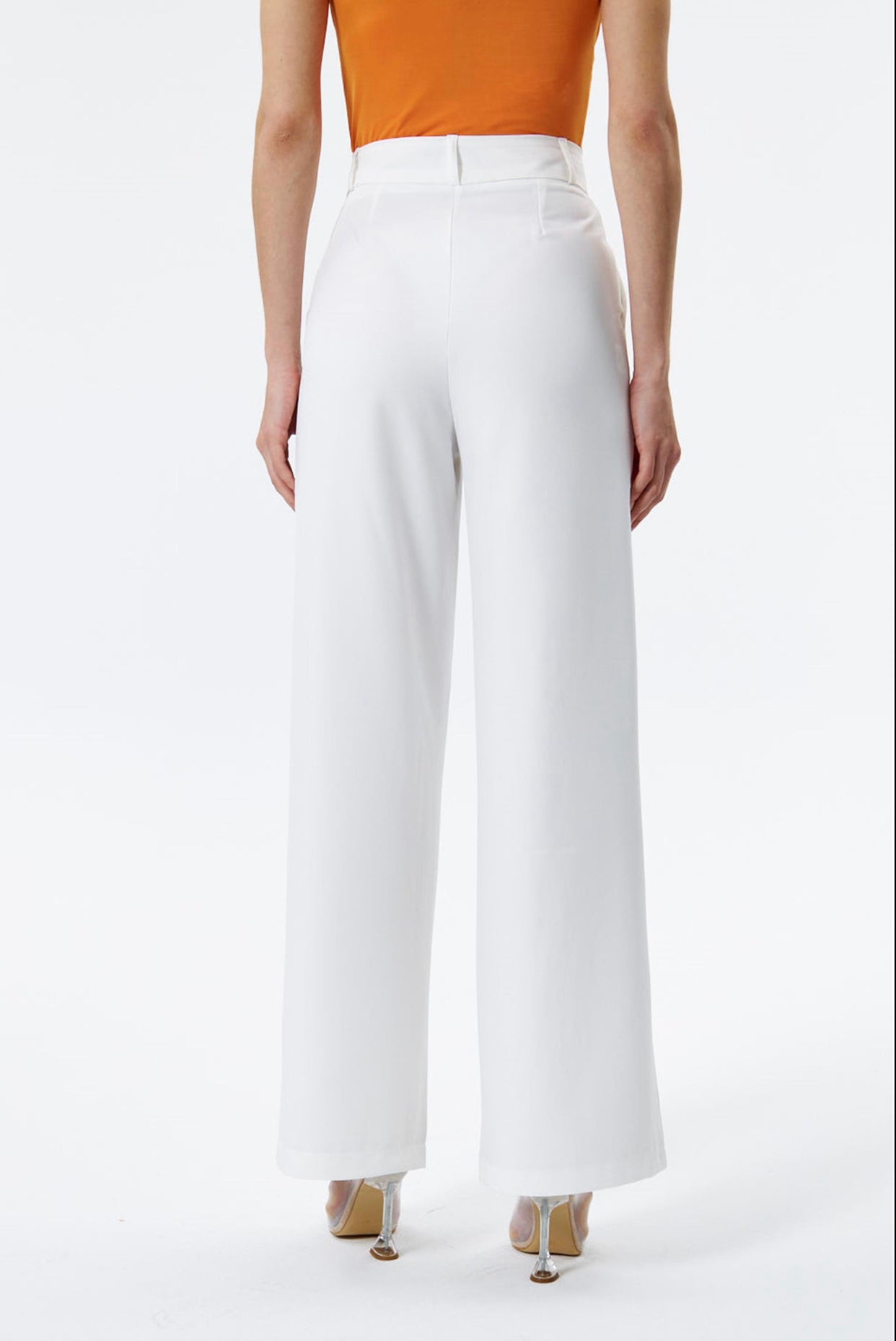 White Wide Leg Pleated Trousers