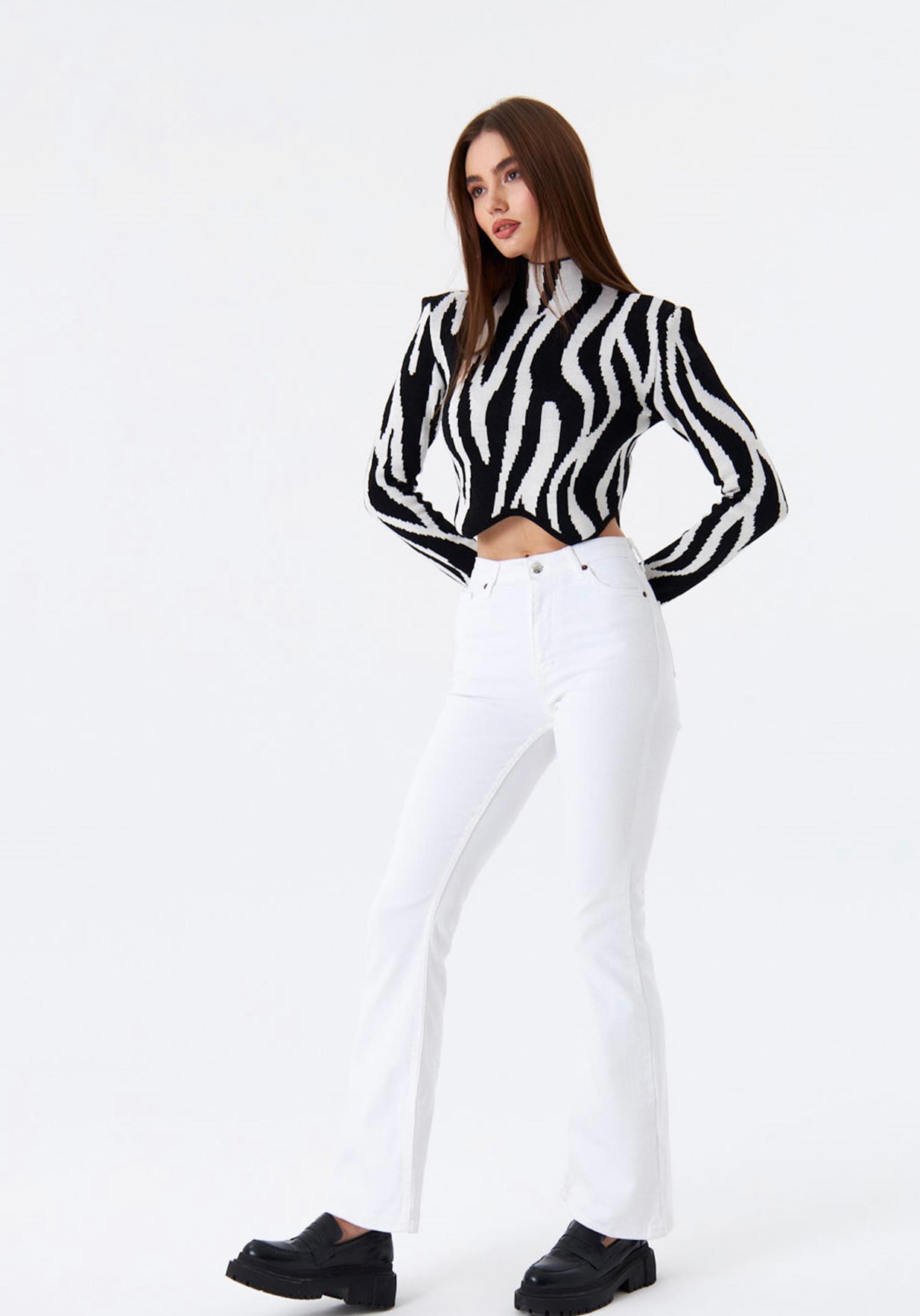 Spanish White Straight Leg Jeans