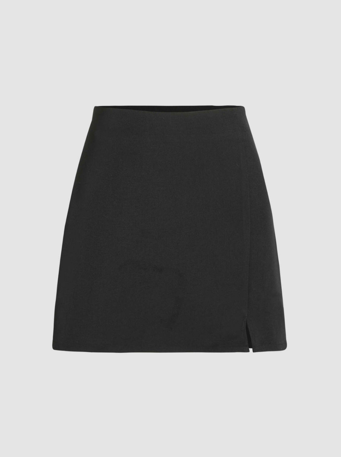 Black Suede Slit Mini Skirt