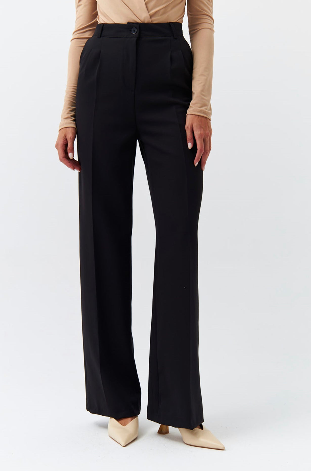 Black Pleated Tailored Trousers