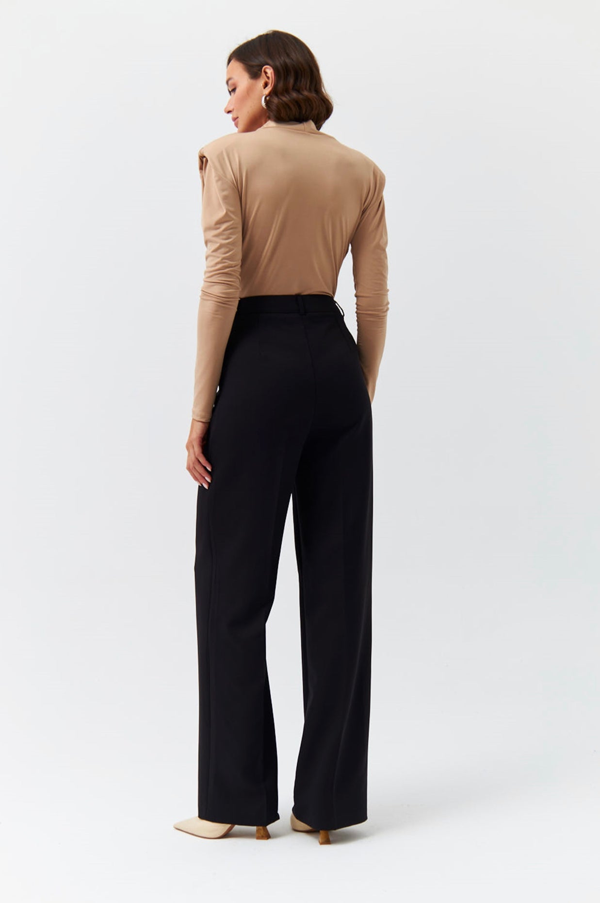 Black Pleated Tailored Trousers