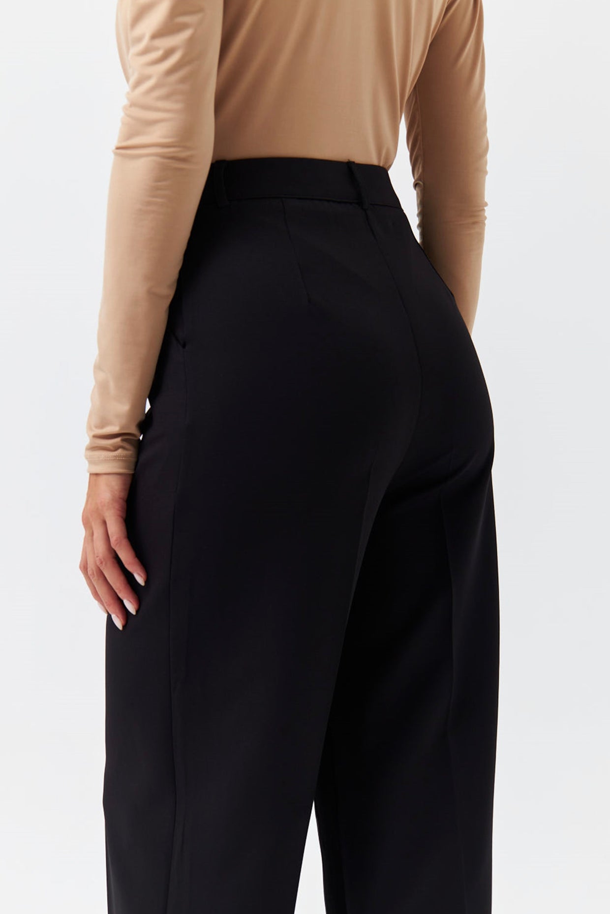 Black Pleated Tailored Trousers