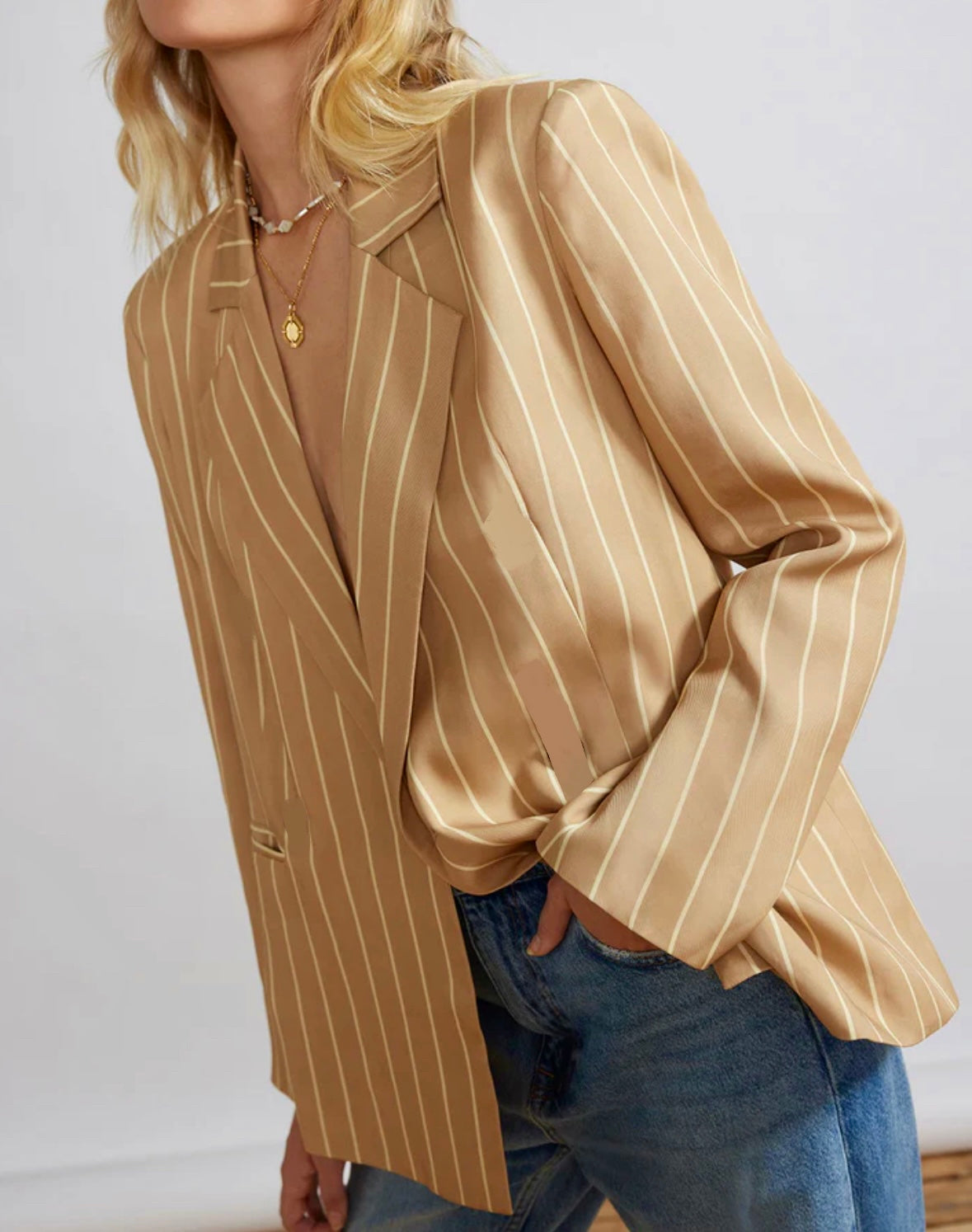 Light Brown Striped Blazer