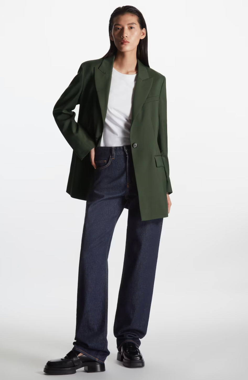 Olive Buttoned Blazer