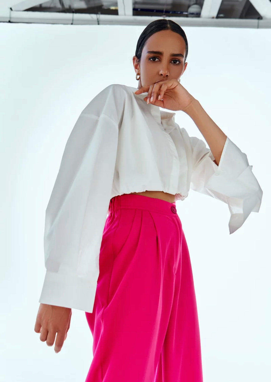 Hot Pink Straight Pleated Trousers