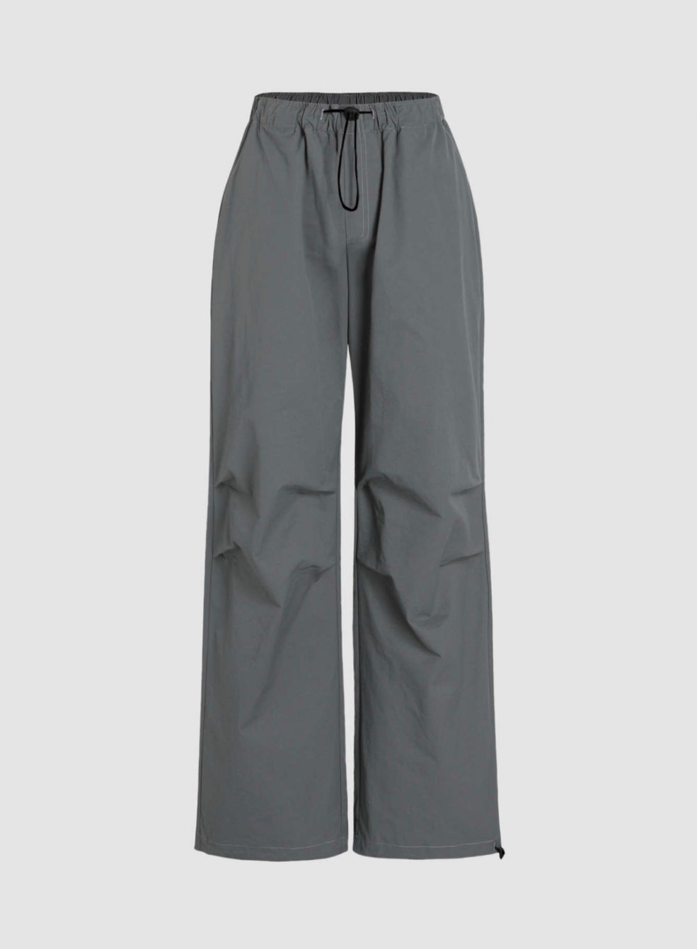 Grey Drawstring Parachute Pants