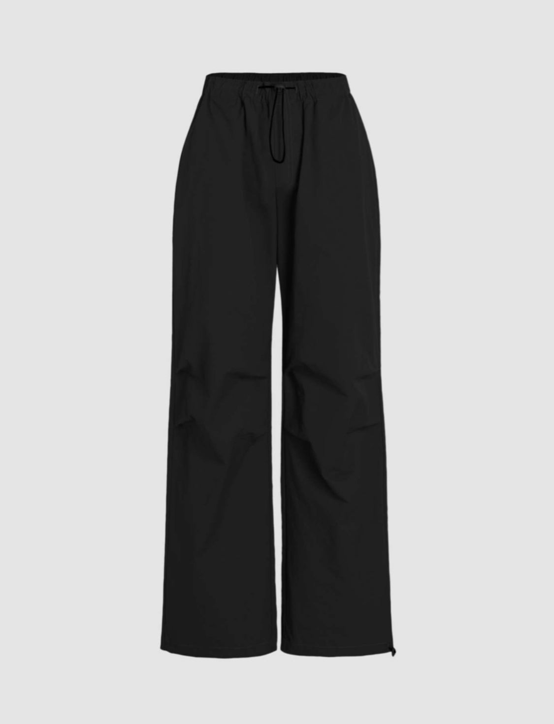 Black Drawstring Parachute Pants