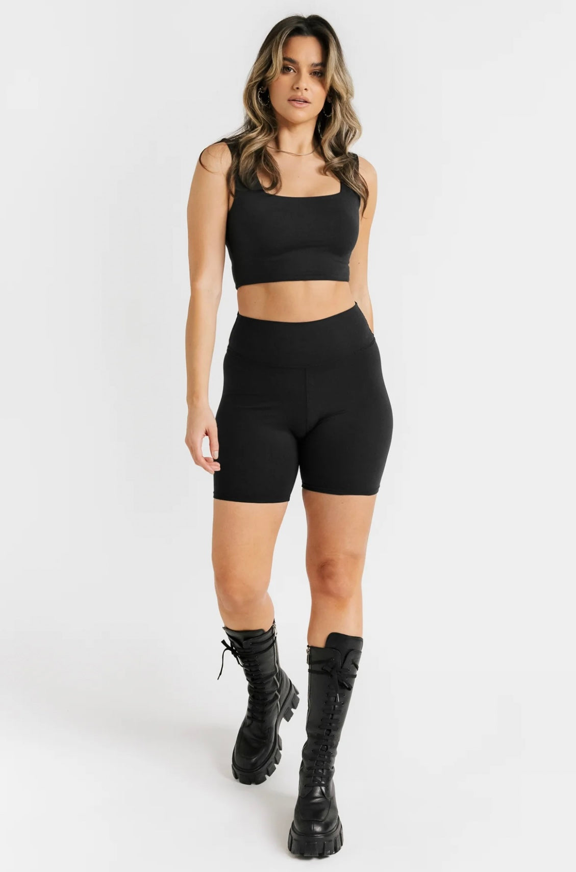 Black Activewear Shorts Set