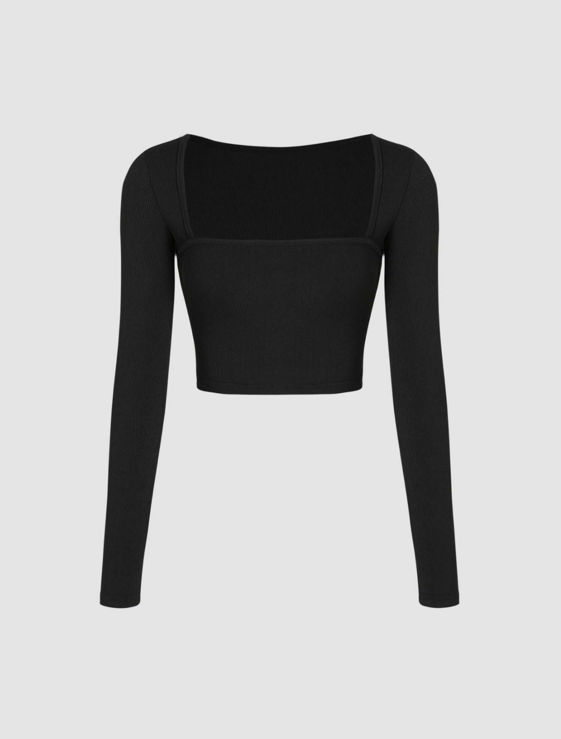 Black Ribbed Square Neck Top