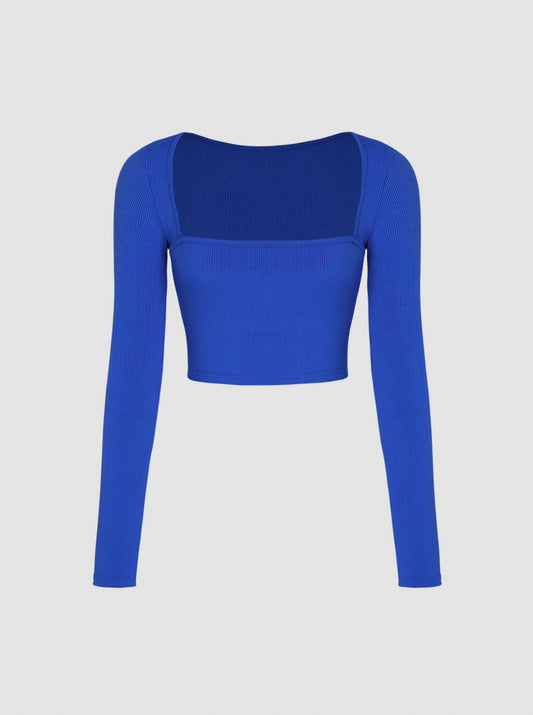 Electric Blue Square Neck Top