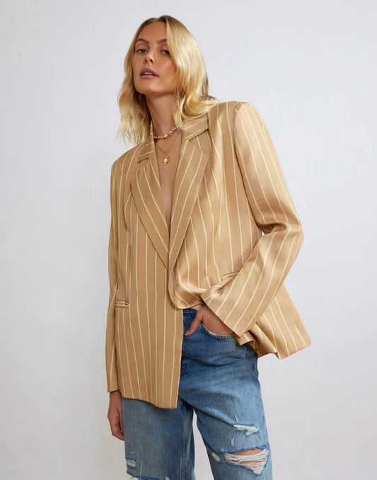 Light Brown Striped Blazer