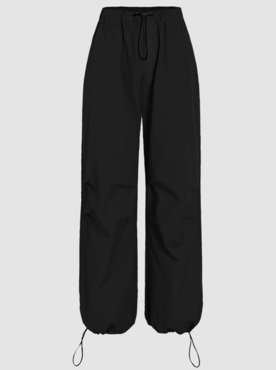 Black Drawstring Parachute Pants