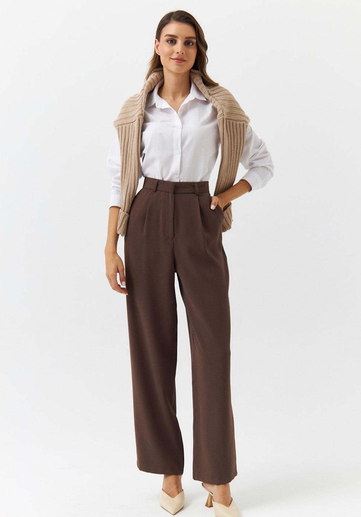 Dark Brown Pleated Trouser