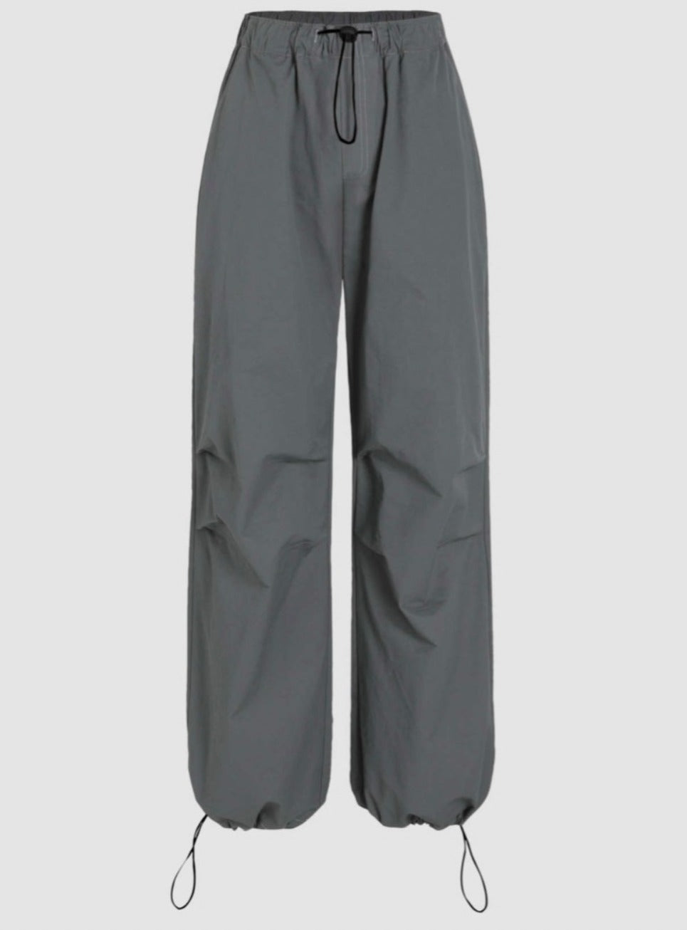 Grey Drawstring Parachute Pants